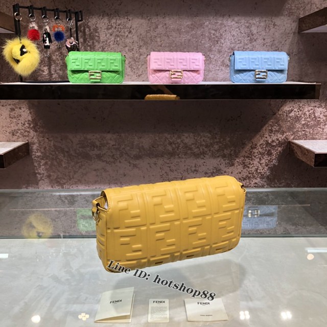 FENDI精品女包 芬迪BAGUETTE中號羊皮手袋 Fendi 0191M迷你肩背斜挎包 fdzg2538